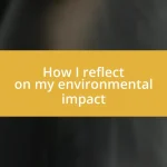 How I reflect on my environmental impact