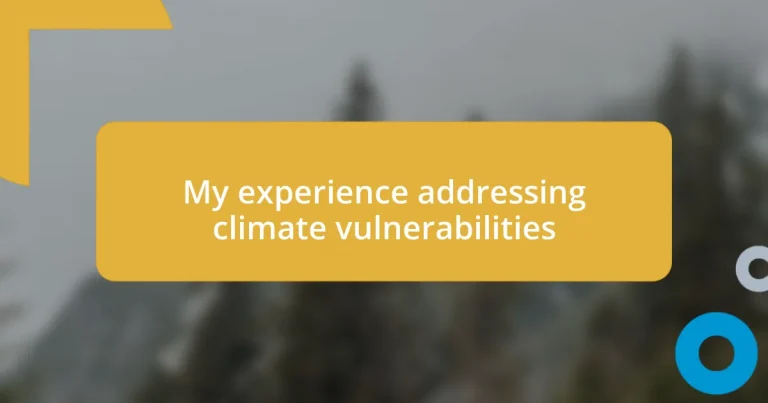 My experience addressing climate vulnerabilities