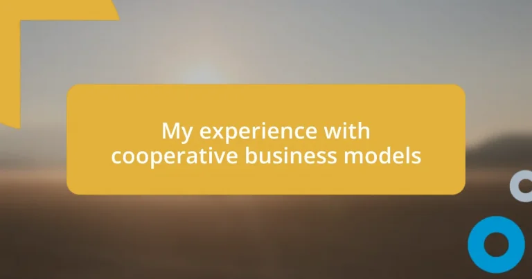 My experience with cooperative business models