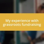 My experience with grassroots fundraising