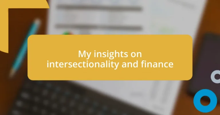 My insights on intersectionality and finance