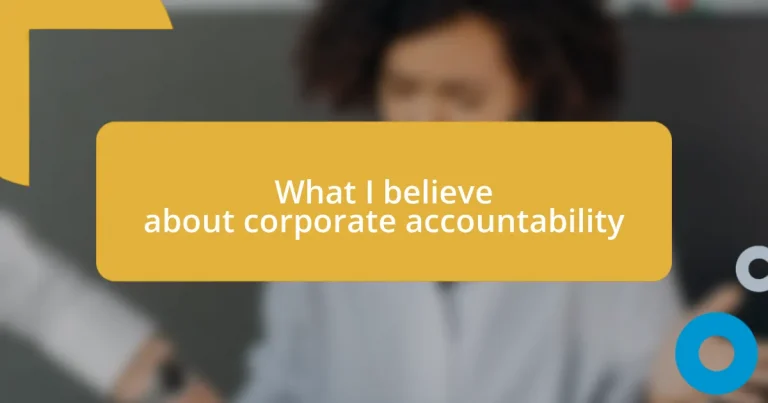 What I believe about corporate accountability