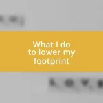 What I do to lower my footprint