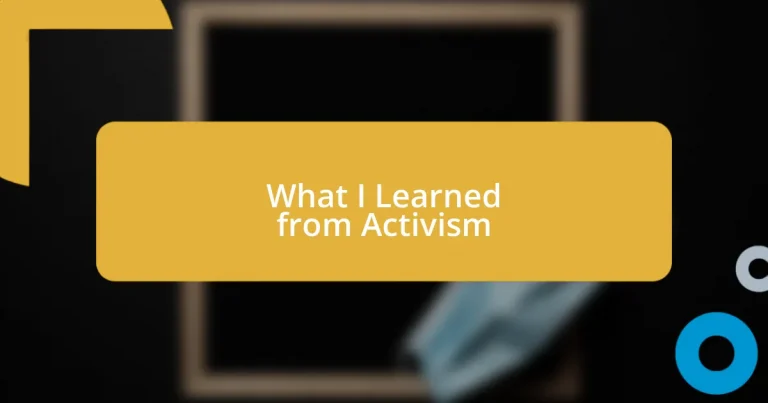 What I Learned from Activism