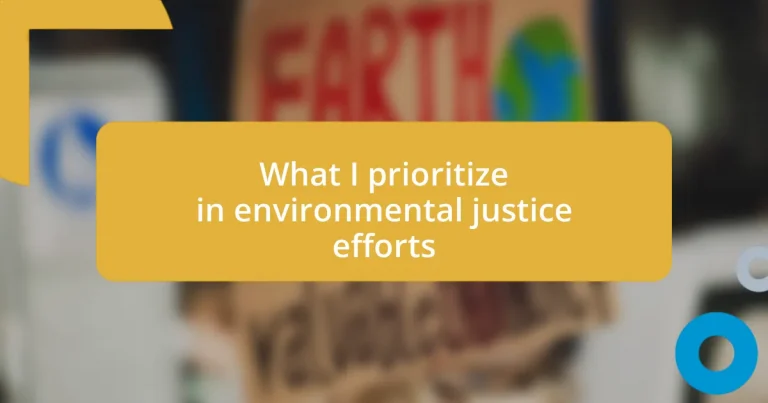 What I prioritize in environmental justice efforts