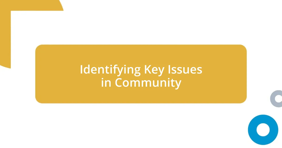 Identifying Key Issues in Community